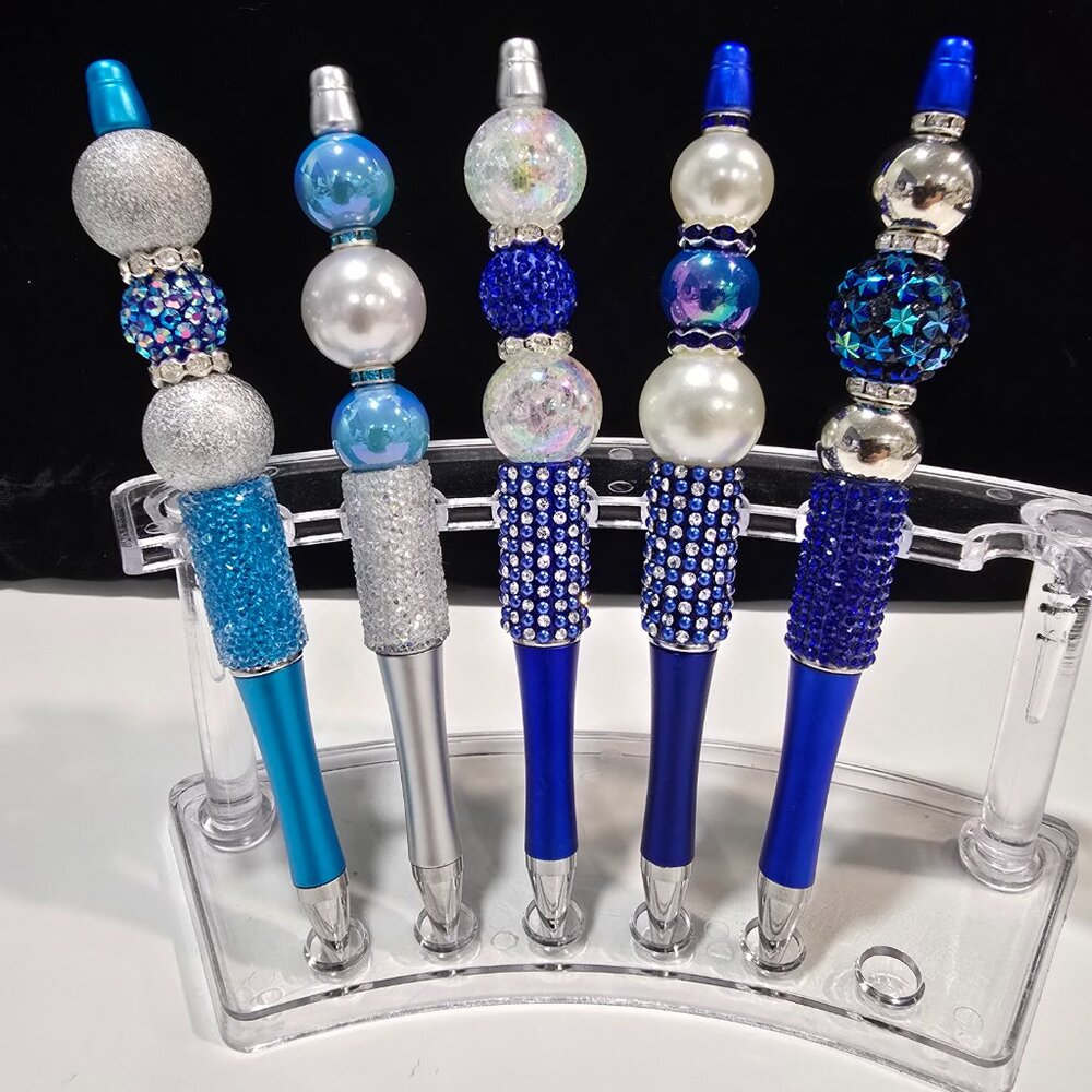 Pick-a-Pretty Blue Pen by PenGwensPosh - Bling Bling + Ink Refill